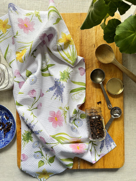 birth month flowers kitchen towel