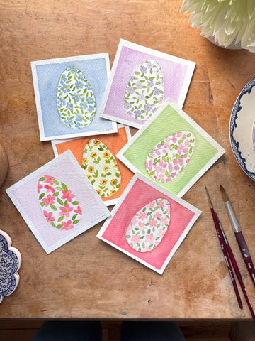 mini floral egg original watercolor paintings