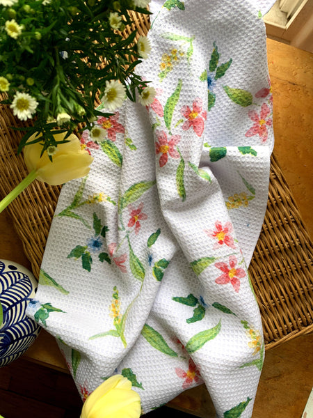 spring flowers floral kitchen towel