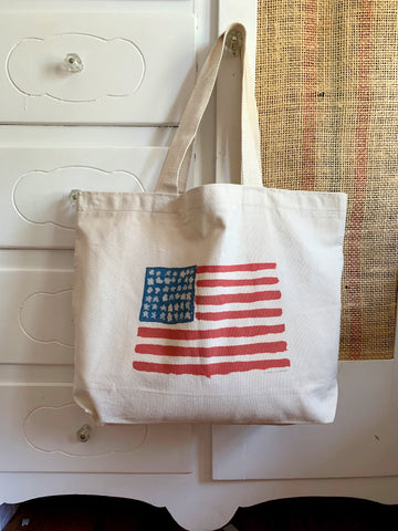 stars and stripes large canvas market tote bag