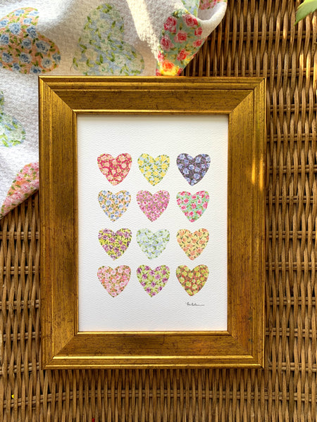 floral hearts art print