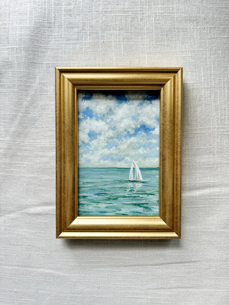 sailboat study no. 1  || 4x6 original gouache painting