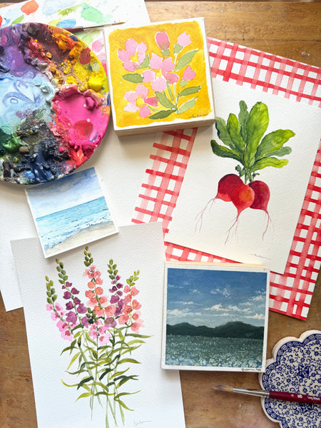 radishes on gingham