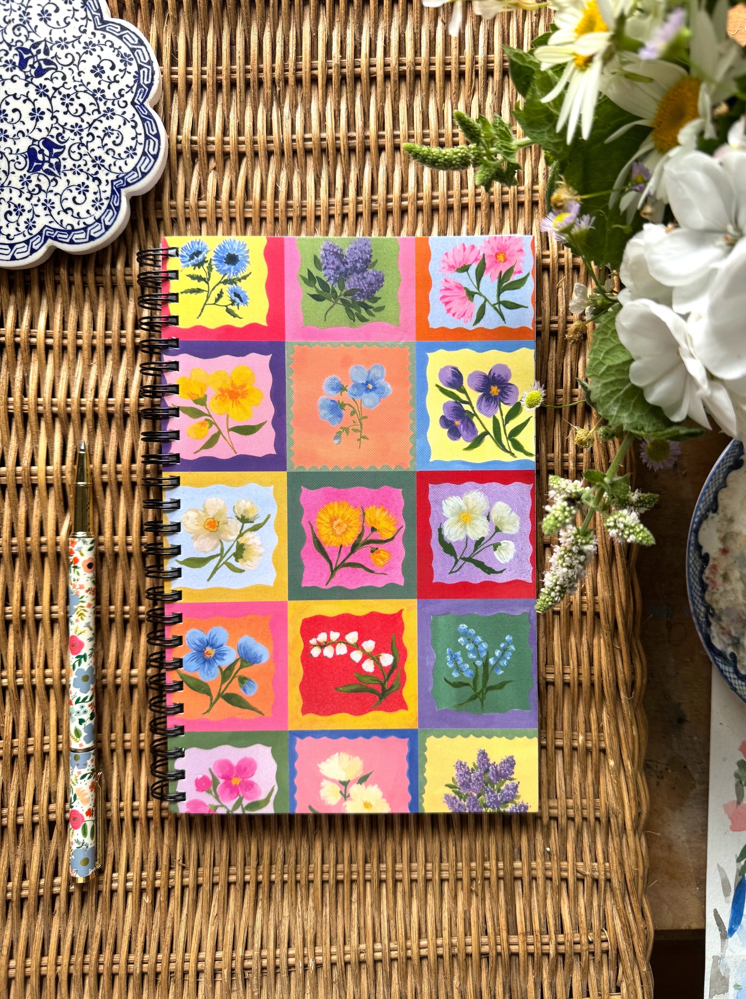 floral quilt notebook