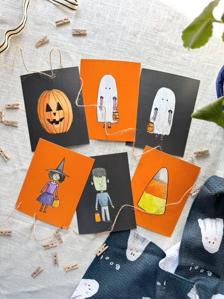 whimsical halloween 12-flag banner kit