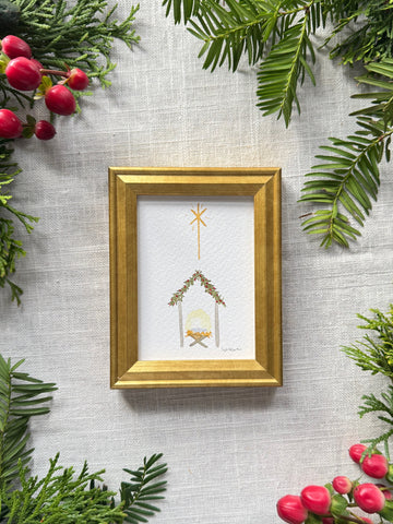 mini nativity || framed original painting