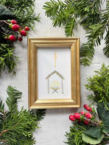 folk art nativity no. 1 || framed original painting