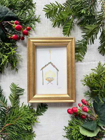 folk art nativity no. 2 || framed original painting