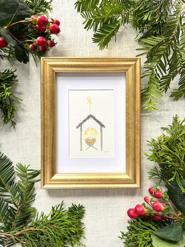 folk art nativity no. 3 || framed original painting