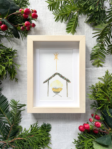 folk art nativity no. 4 || framed original painting