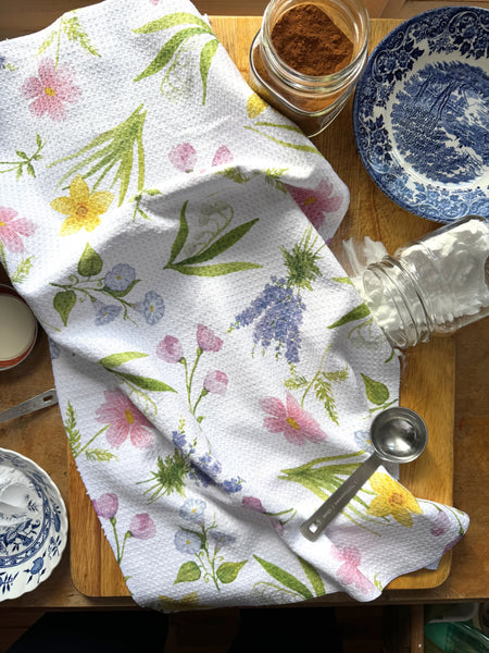 birth month flowers kitchen towel