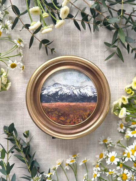first traces of snow || mini framed original gouache painting