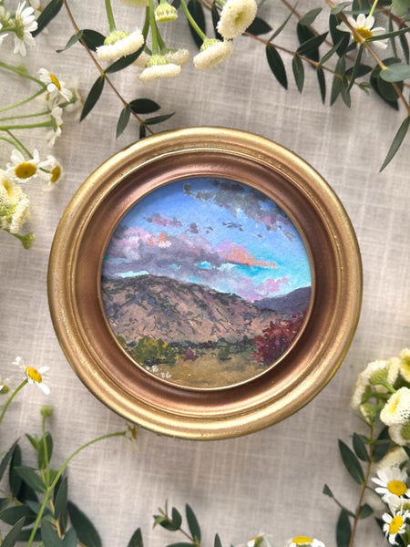 porch swing view || mini framed original gouache painting