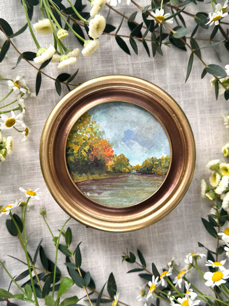 changing currents || mini framed original gouache painting