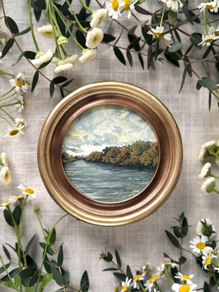 rowing practice || mini framed original gouache painting