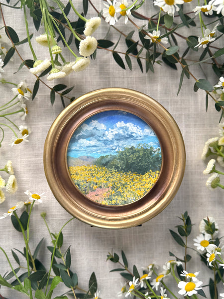 desert super bloom  || mini framed original gouache painting