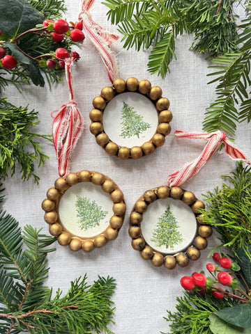 pine tree framed ornaments