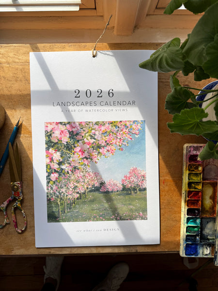 2026 watercolor landscape wall calendar