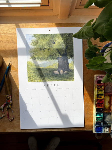 2026 watercolor landscape wall calendar