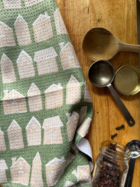 gingerbread houses holiday kitchen towel