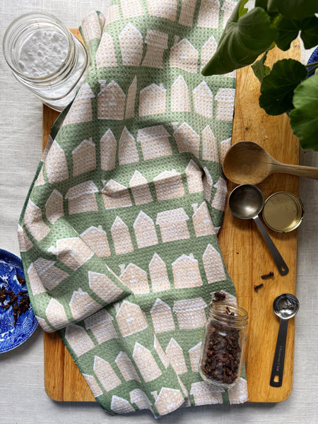 gingerbread houses holiday kitchen towel