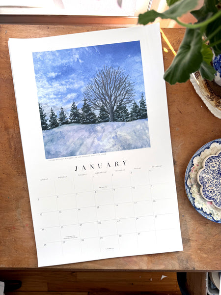 2025 watercolor landscape wall calendar