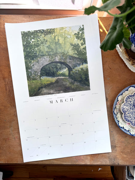 2025 watercolor landscape wall calendar