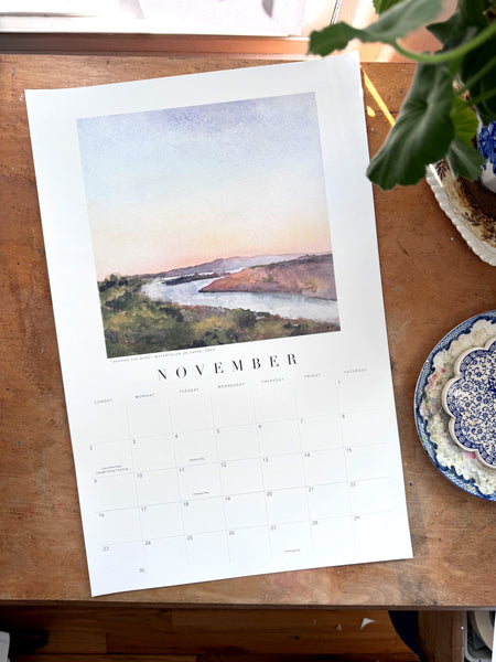 2025 watercolor landscape wall calendar