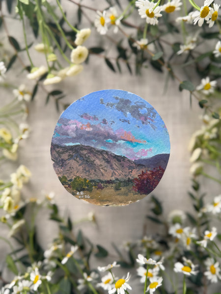 porch swing view || mini framed original gouache painting