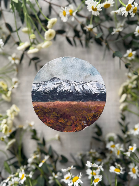 first traces of snow || mini framed original gouache painting