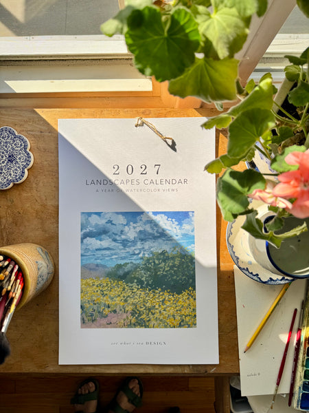2027 watercolor landscape wall calendar