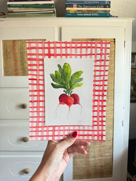 radishes on gingham