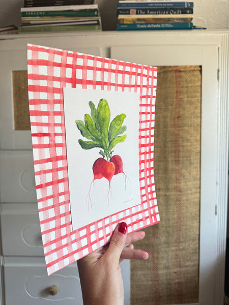 radishes on gingham