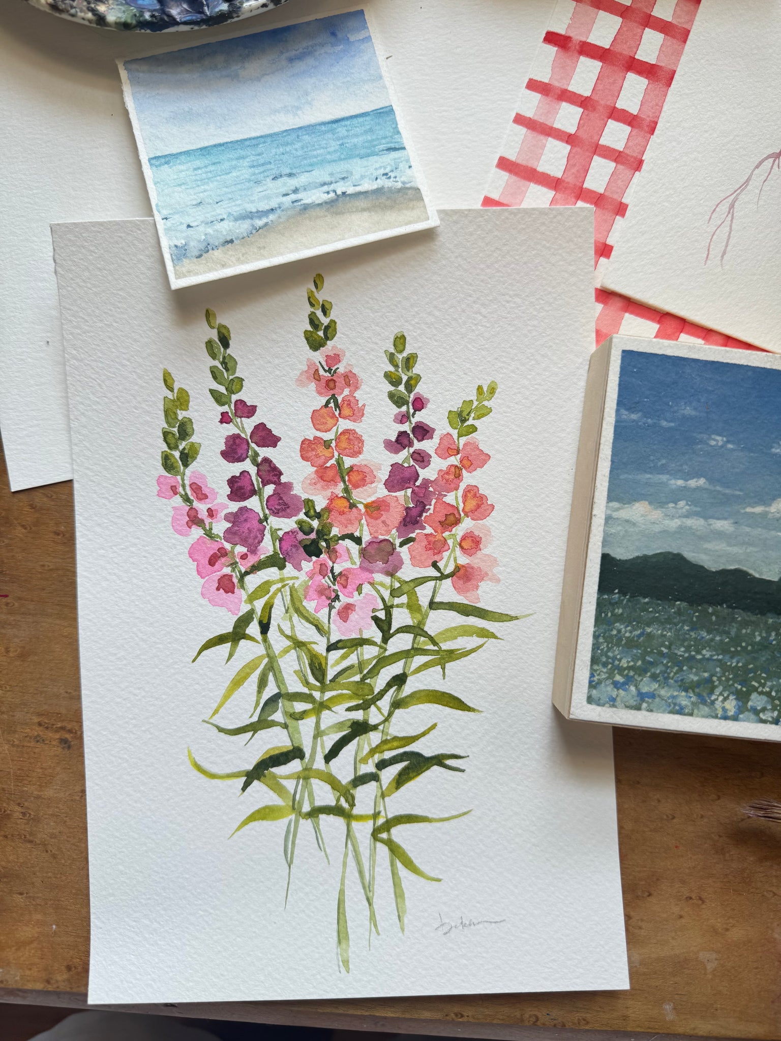 snapdragons original watercolor painting