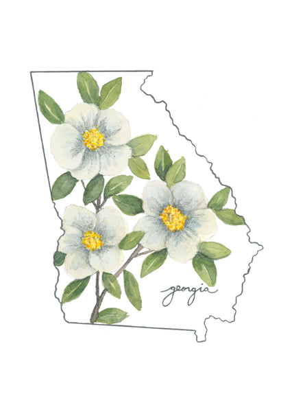 georgia cherokee rose ||  state flower art print