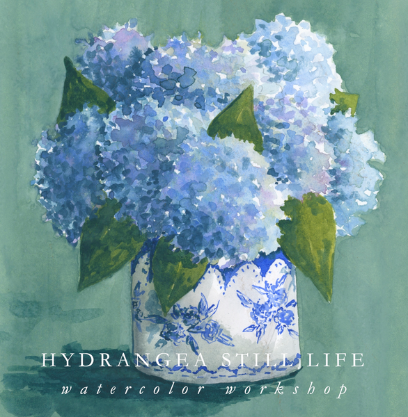 hydrangea still life february 15th || watercolor workshop