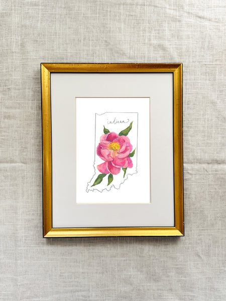 indiana peony ||  state flower art print