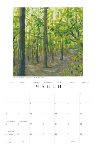 2024 watercolor landscape write-in wall calendar