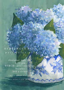 hydrangea still life may 23rd  || watercolor workshop