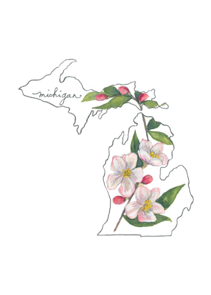 michigan apple blossom ||  state flower art print