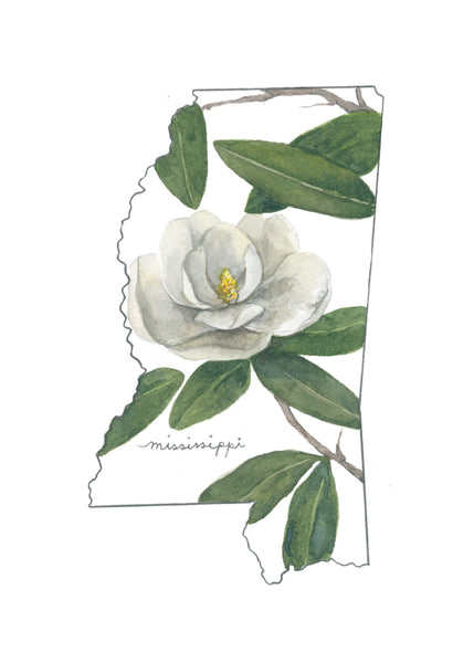 mississippi magnolia ||  state flower art print