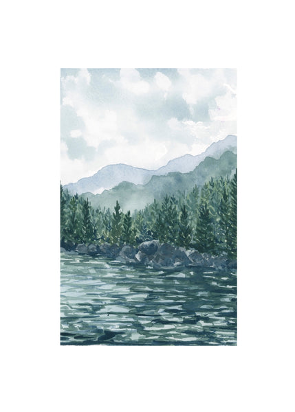 mountain lake art print