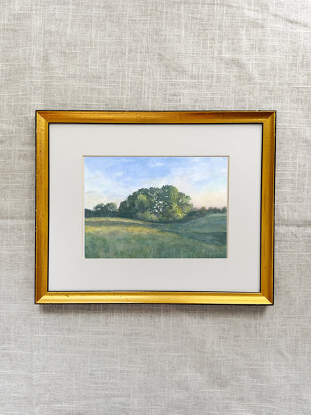 oak tree meadow ||  art print