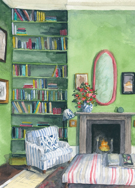 the reading room || room study art print