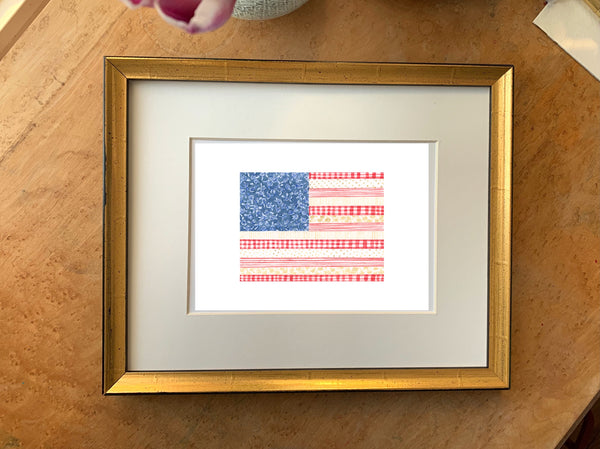 sewing notions american flag ||  art print