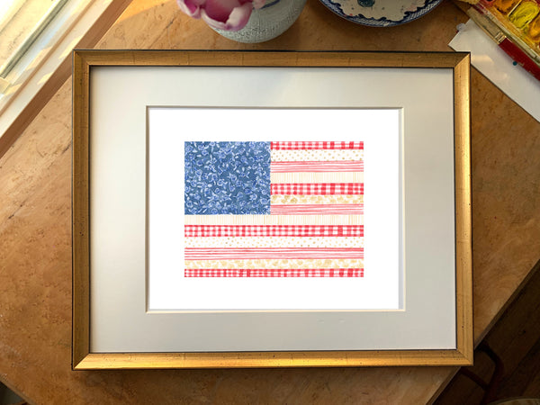sewing notions american flag ||  art print