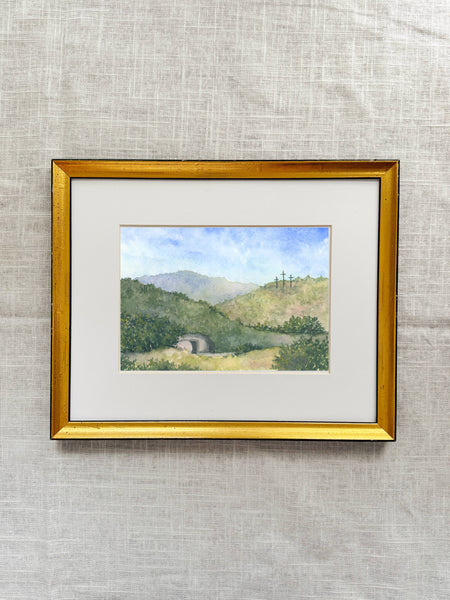there is a green hill far away || art print