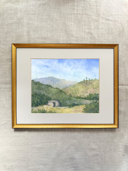 there is a green hill far away || art print