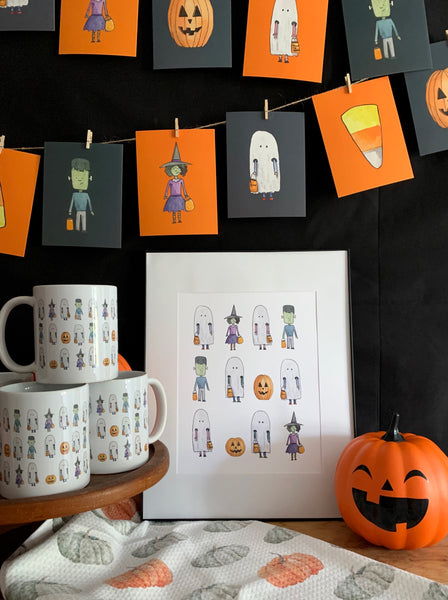 whimsical halloween 12-flag banner kit