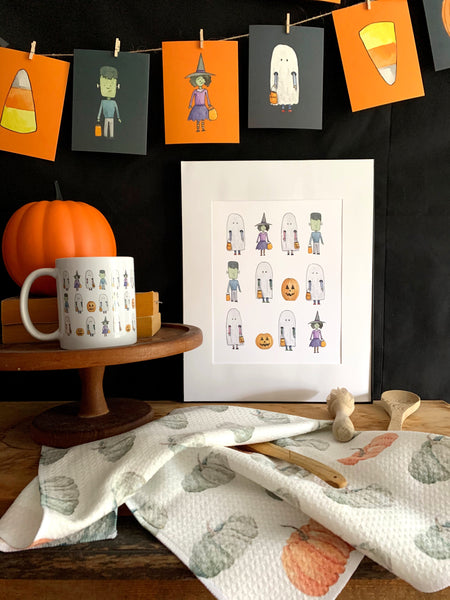 whimsical halloween 12-flag banner kit